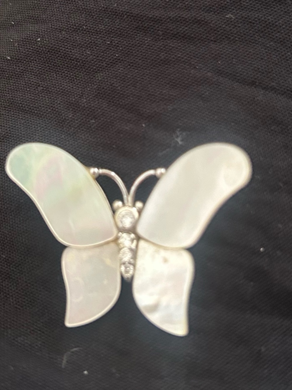 Mother-of-Pearl Butterfly Pendant Necklace - White